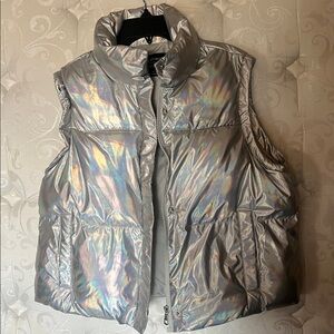 Holographic Silver Puffer Vest